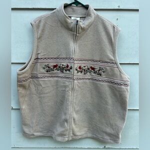 Baxter & Wells Fleece Full Zip Vest Cardinals w Pinecones Embroidered Wmn Sz 2X